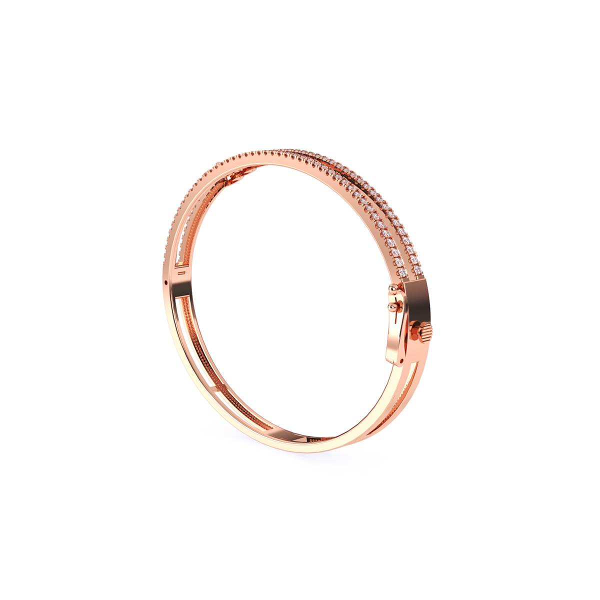 Stackable Two Row Round Diamond Bracelet